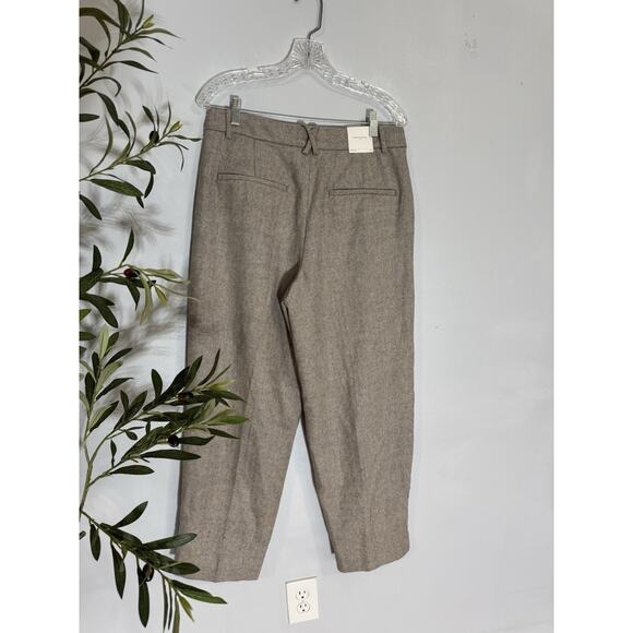 Banana Rep. Women Straight Wool-Blend Herringbone Trouser Puddle Pant 10 Preppy - Picture 2 of 8